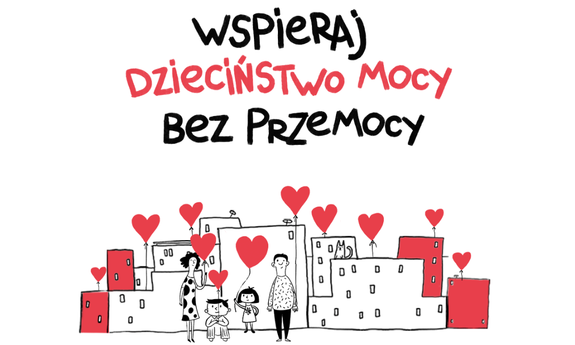 Grafika z napisem: Wspieraj dzieciństwo bez przemocy.