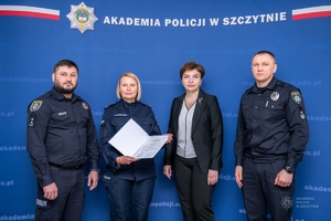 Przedstawiciele ukraińskiego Ministerstwa Spraw Wewnętrznych oraz Narodowej Policji Ukrainy oraz komendant-rektor Akademii Policji w Szczytnie.