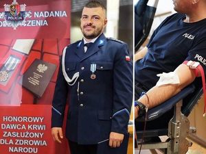 Medal „Honorowy Dawca Krwi – Zasłużony dla Zdrowia Narodu” dla grębocickiego policjanta