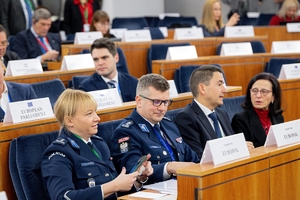 Delegacja polskiej Policji podczas spotkania Grupy ds. Wspólnej Kontroli Parlamentarnej Europolu (GWKP) w Senacie RP.