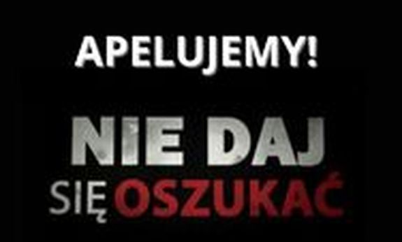 grafika z napisem nie daj się oszukać.