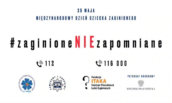 Grafika informująca o kampanii #zaginioneNIEzapomniane.