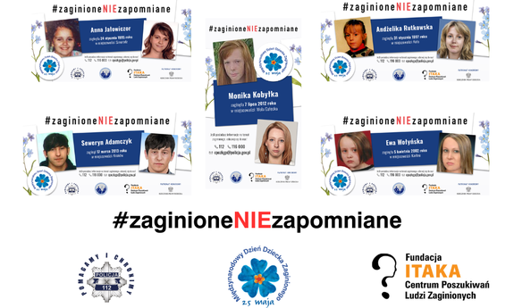 Wizerunki osób zaginionych wraz z progresją wieku.