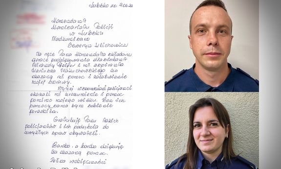 podziękowania i zdjęcie policjantów.