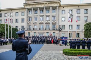 Uroczystość wręczenia odznaczeń i nominacji na wyższe stopnie policyjne w Komendzie Głównej Policji.