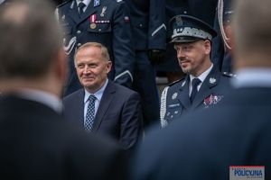 Uroczystość wręczenia odznaczeń i nominacji na wyższe stopnie policyjne w Komendzie Głównej Policji.