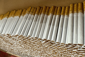 Zabezpieczone nielegalne papierosy.