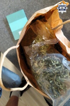 Marihuana w foliowym woreczku.