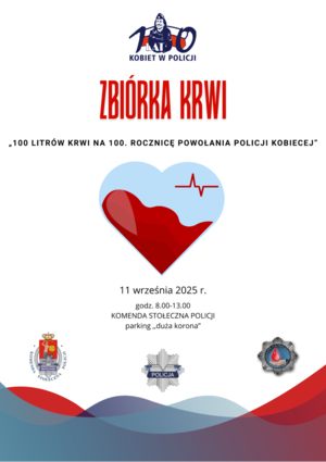 Plakat informujący o zbiórce krwi.