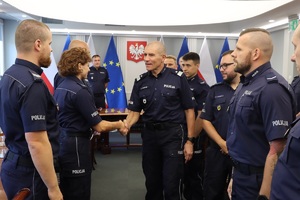 Uczestnicy spotkania z I Zastępcą Komendanta Głównego Policji nadinsp. Romanem Kusterem.