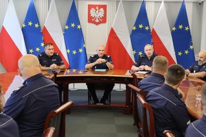 Uczestnicy spotkania z I Zastępcą Komendanta Głównego Policji nadinsp. Romanem Kusterem.