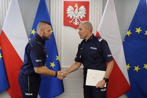Uczestnicy spotkania z I Zastępcą Komendanta Głównego Policji nadinsp. Romanem Kusterem.