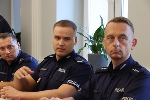 Uczestnicy spotkania z I Zastępcą Komendanta Głównego Policji nadinsp. Romanem Kusterem.