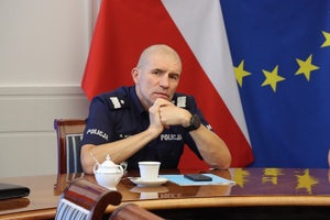 Uczestnicy spotkania z I Zastępcą Komendanta Głównego Policji nadinsp. Romanem Kusterem.
