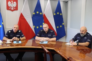 Uczestnicy spotkania z I Zastępcą Komendanta Głównego Policji nadinsp. Romanem Kusterem.
