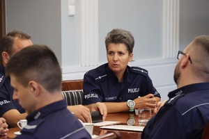 Uczestnicy spotkania z I Zastępcą Komendanta Głównego Policji nadinsp. Romanem Kusterem.