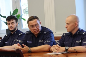 Uczestnicy spotkania z I Zastępcą Komendanta Głównego Policji nadinsp. Romanem Kusterem.