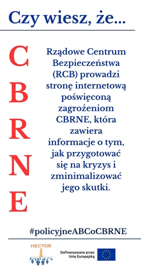 Grafika informacyjna dotycząca zagrożeń CBRNE. Treść zawarta w komunikacie.