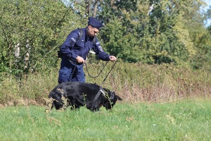 Policjant z psem podczas Mistrzostw.