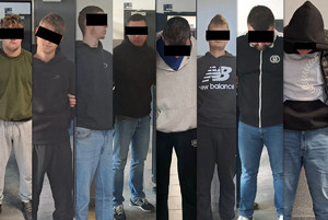 Kolaż zdjęć przedstawia zatrzymanych mężczyzn.