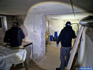 Uczestnicy szkolenia w piwnicy.