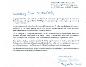 List z podziękowaniami dla dzielnicowego