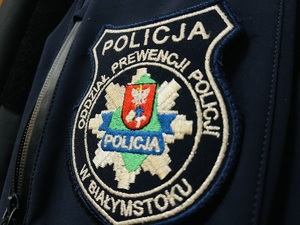 Naszywka z logiem Oddział Prewencji Policji w Białymstoku.