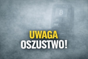 Grafika z napisem Uwaga oszustwo!