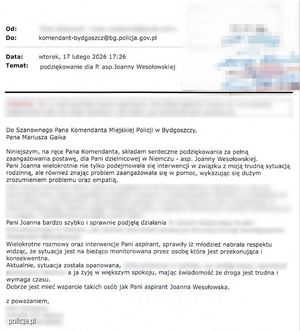 list z podziękowaniami.