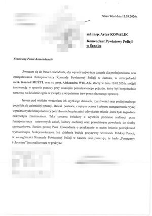 treść podziękowań.