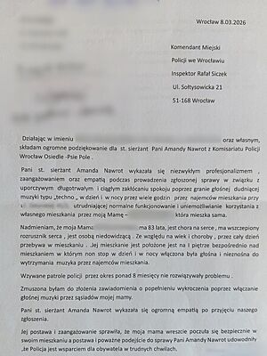 Zdjęcie przesłanych podziękowań.