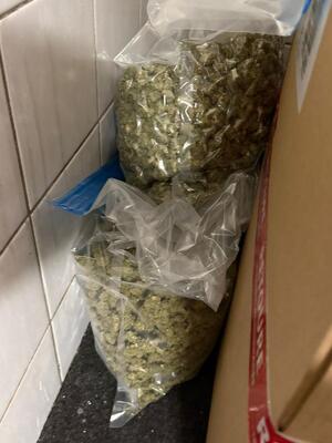 narkotyki, susz konopi indyjskich. Narkotyki zapakowane w worki. Leżą w pudełkach. Tort i galaretki.