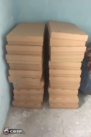 Zabezpieczone kartony z podrobionymi papierosami.