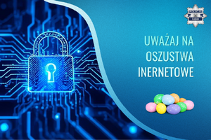 Baner internetowy z informacją. Uważaj na oszustów.