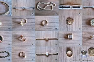 kolaż ze zdjęć odzyskanej biżuterii.