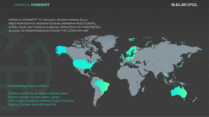 Grafika przedstawia mapę świata z zaznaczonymi państwami, które brały udziała w akcji.