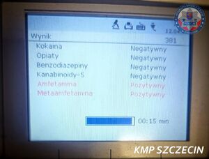 Zdjęci wyniku badania na narkotyki.