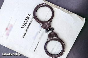Policjant w mundurze, stoi przy drodze.