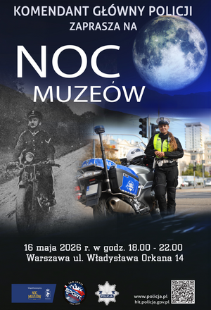 plakat z napisem noc muzeów.