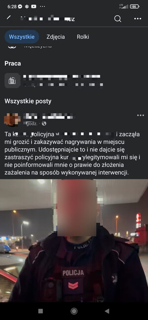 Wizerunek policjanta na jednym z portali społecznościowych.