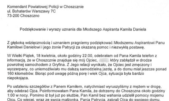 Ludzki gest policjanta i jego rodziny, pomógł mężczyźnie w bezpiecznym dotarciu do celu