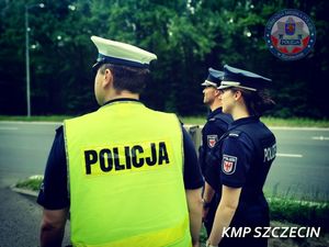 Stażyści niemieckiej policji  podczas służby szczecińskiej drogówki