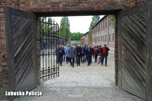 Lubuscy policjanci podczas zwiedzania byłego obozu koncentracyjnego.