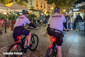 policjanci na rowerach zabezpieczają imprezę plenerową