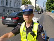 Aspirant sztabowy Łukasz Warpas – funkcjonariusz Wydziału Ruchu Drogowego KSP