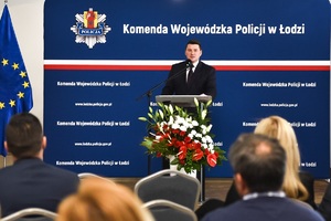 Konferencja podsumowująca projekt, wystąpienie inspektora Tomasza Olczyka.