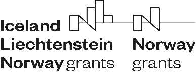 The photo shows the logo of the Bilateral Cooperation Fund of the EEA Financial Mechanism 2014-2021 and the Norwegian Financial Mechanism 2014-2021. The graphic element contains its side in three versions of the inscriptions on the left side: ICELAND, LIECHTENSTEIN, NORWAY grants, and on the right side the inscription NORWAY Grants.