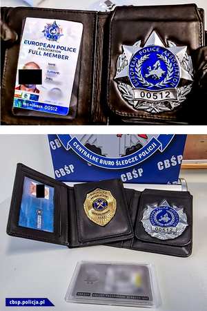 Odznaki i legitymacje Europolice Federation oraz European Police Association.