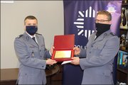 Na zdjęciu Komendant Miejski Policji w Tarnobrzegu podinsp. Marek Pietrykowski i podkom. Dawid Dołowy