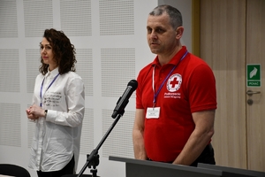 Policjanci podczas konkursu na auli Oddziału Prewencji Policji w Rzeszowie